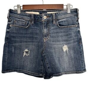 Pilcro Anthropologie Slim Boyfriend Distressed Denim Jean Shorts Blue Size 26